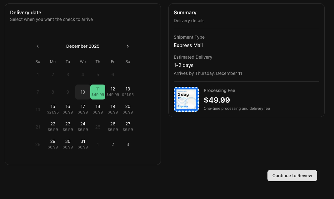 Express shipping option